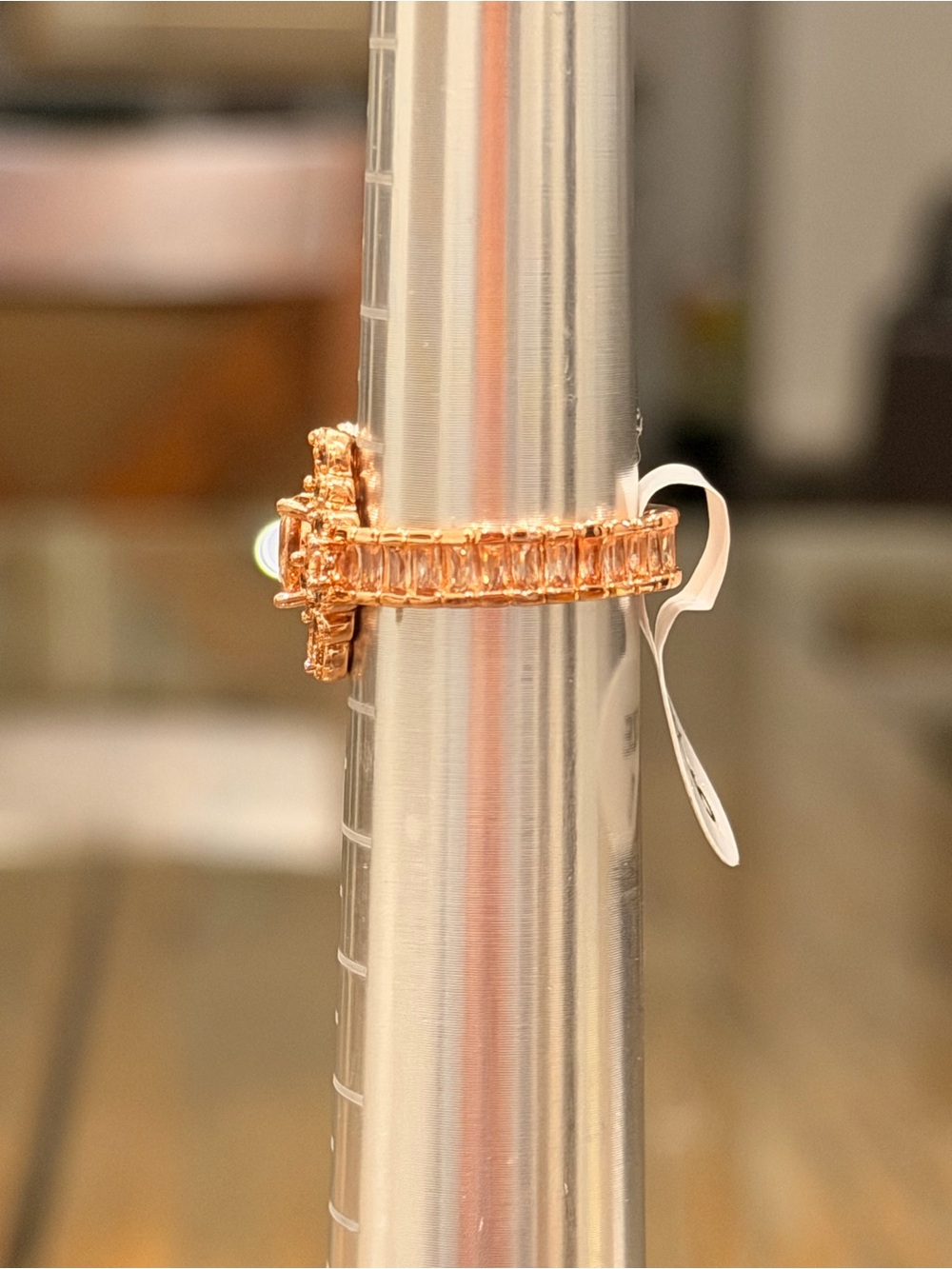 Bomb Party NWT! Rose Gold Halo Cushion-Cut Ring with Amber Center Stone - Size 5 - Picture 5 of 8